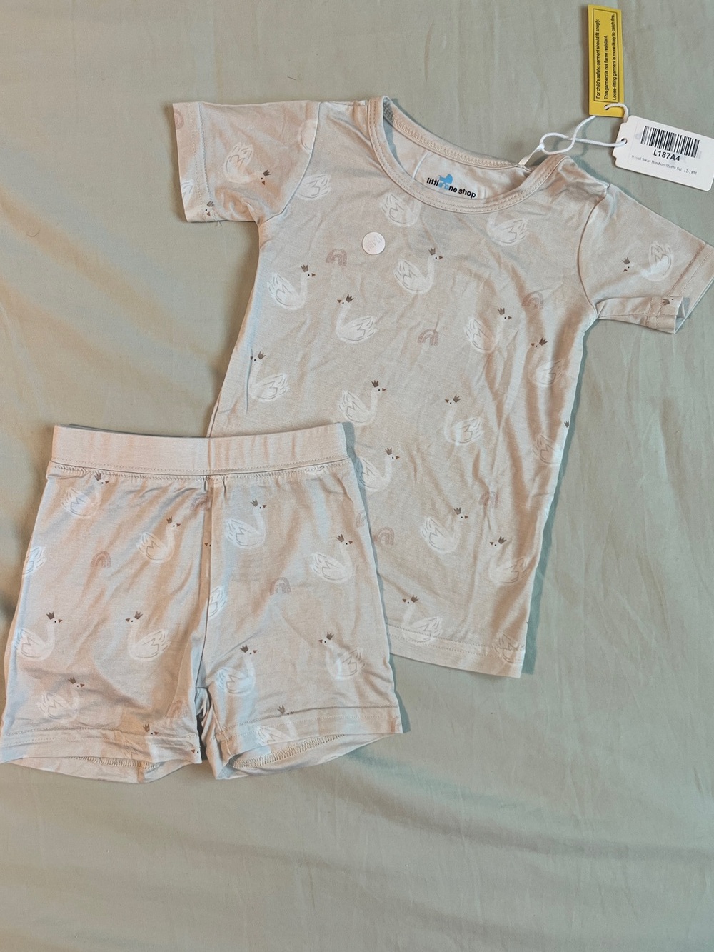 NWT Little One Shop Swan Short Sleeve Bamboo Pajama Set